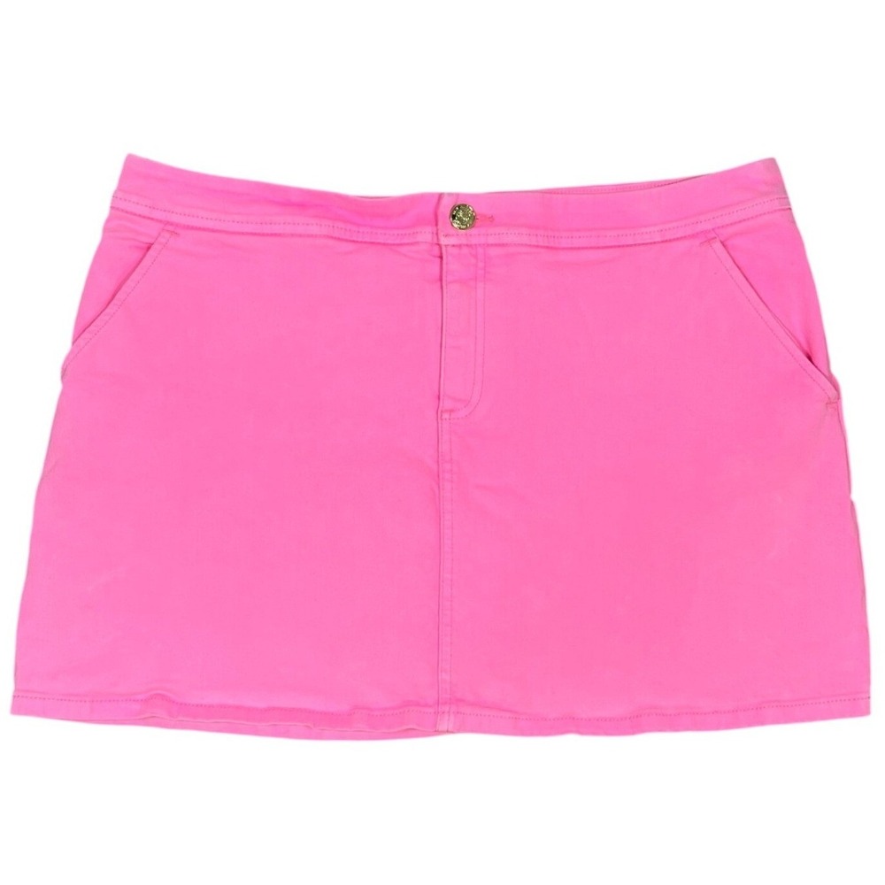 Lilly Pulitzer Colette Denim Skort 14 Pink Stretch 11005 PB Denim Activewear